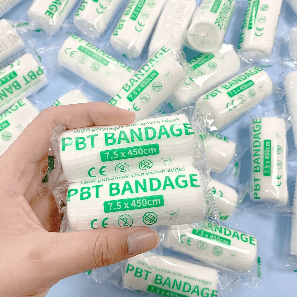 10pcs 7.5cmX4.5m Gauze Bandage, PBT Elastic Bandage, Medical Consumable, First-Aid Gauze Bandage, Wound Dressing First-Aid