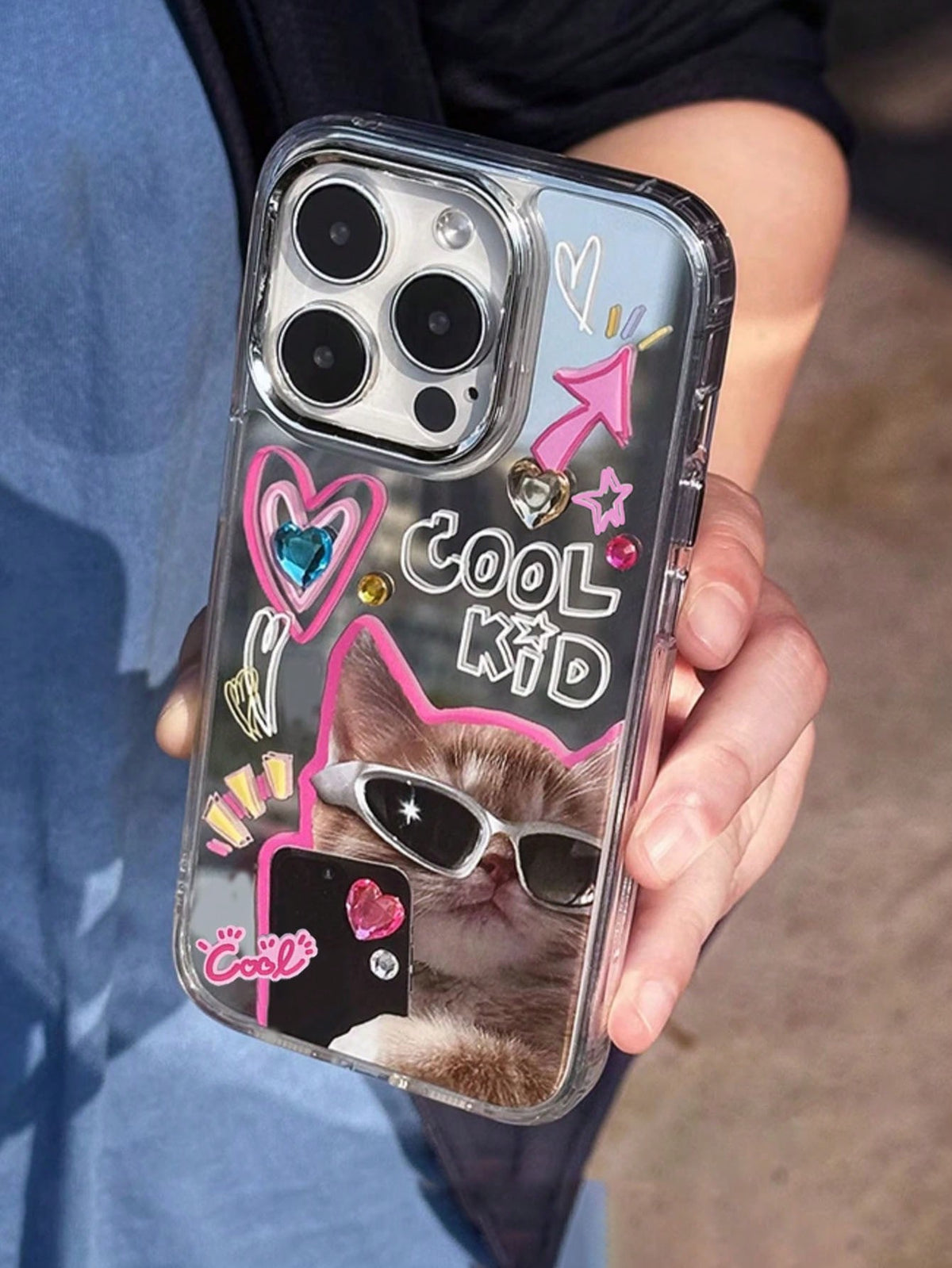 Funny Sunglasses Puppy Makeup Mirror Phone Case Compatible With IPhone 15 14 Rro Max 13 12 11 Cute Cat Animal Y2K Shockproof Funda