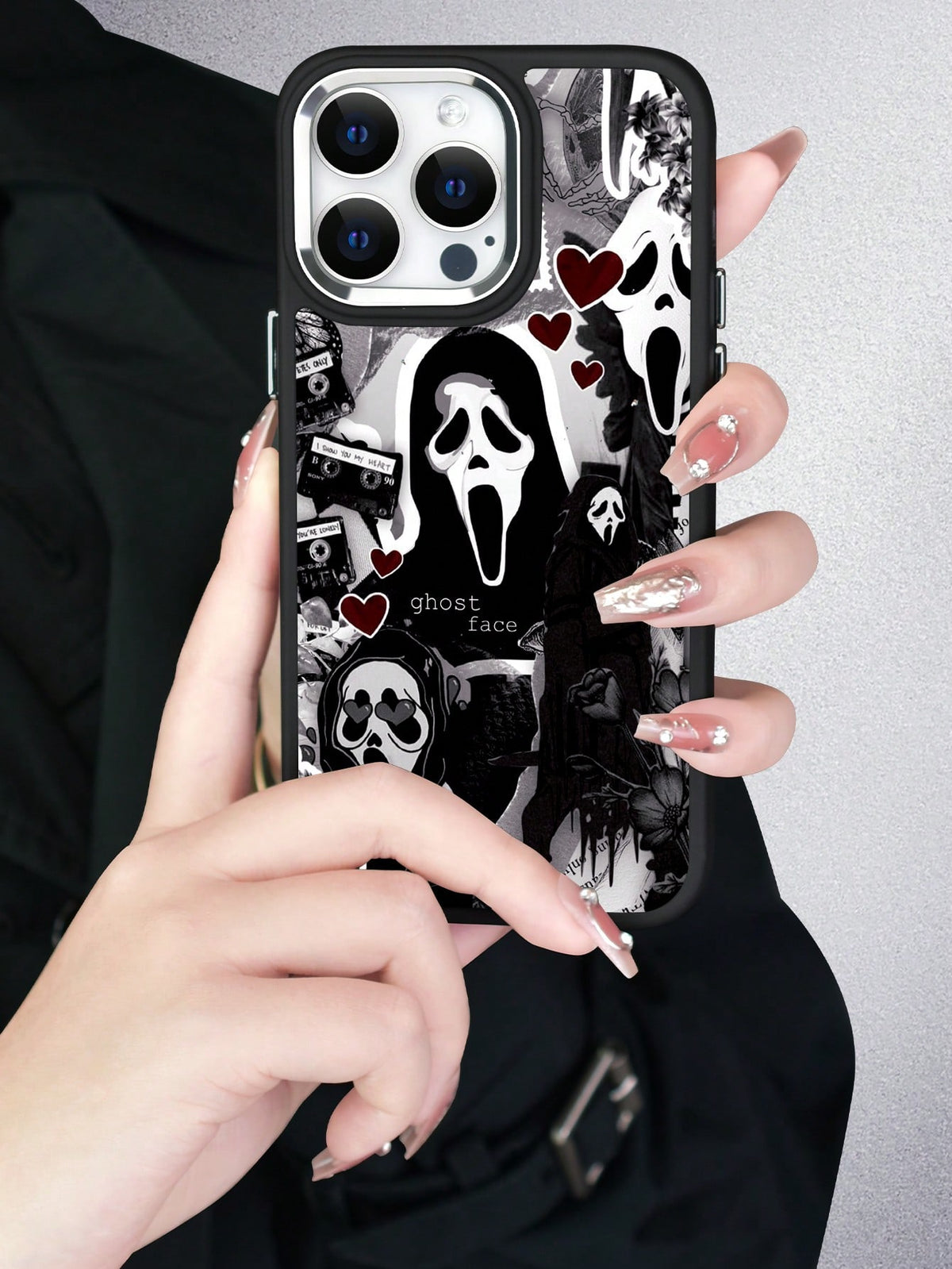 1pc Heart Skull Protective Phone Case With Electroplated Ring Frame And Frosted TPU Back Cover, Shockproof Full Coverage Soft Case Compatible With IPhone 7/8/11/12/13/14/15/X/XR/Xs/Plus/ Pro/Pro Max/S