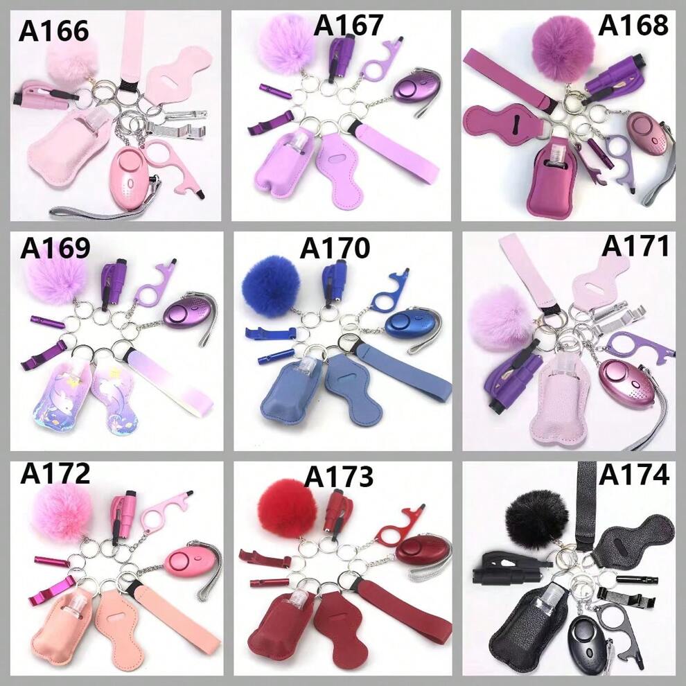 10pcs/Set Women Self-Defense Safety Keychain Set With Personal Alarm, Protection Keychain Accessories As Festival Gift For Women/Children