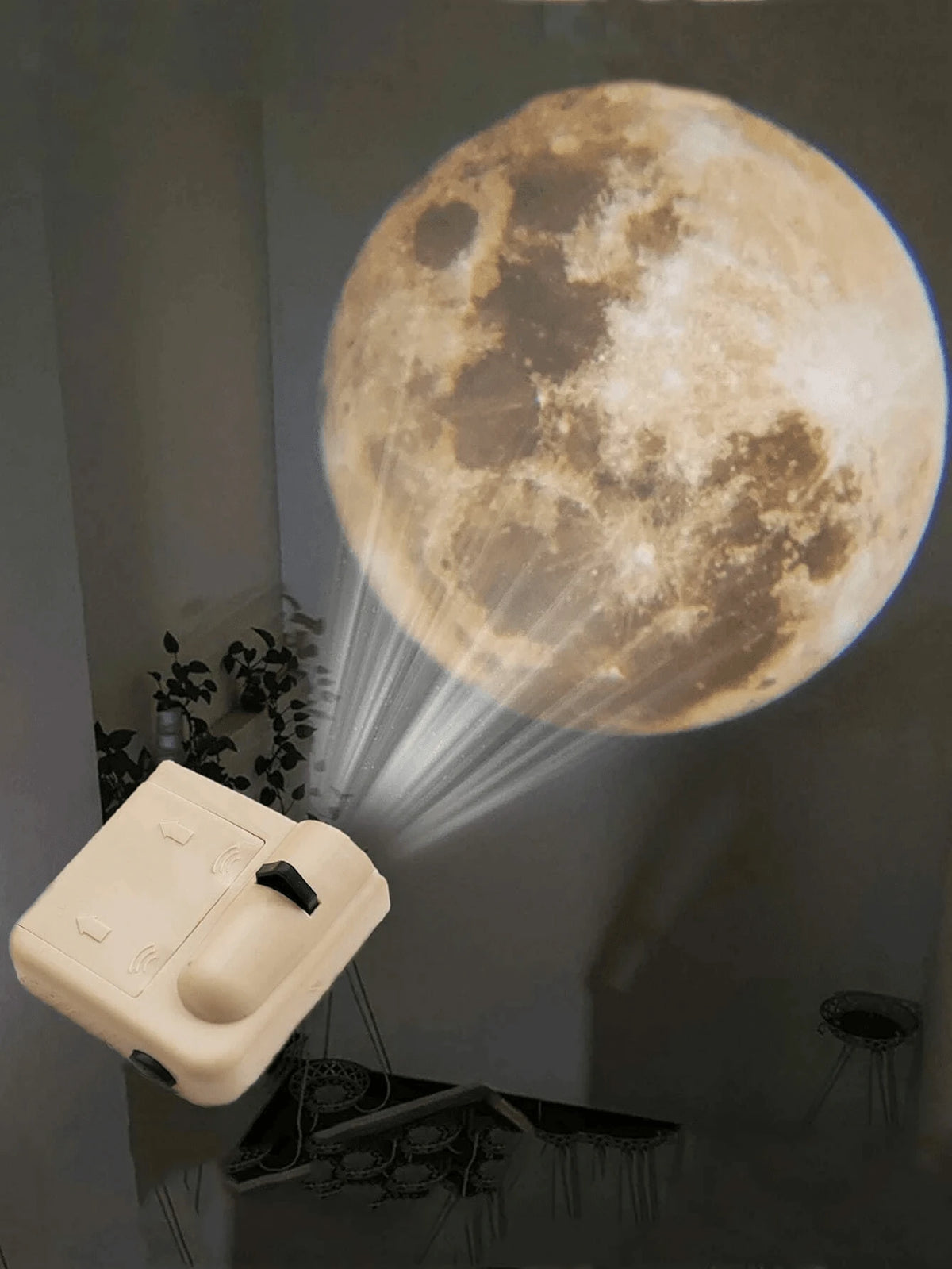 1PC Space-Themed Moon Lamp Projector - Energy Efficient, Battery Powered, Perfect For Romantic Decor, Perfect For Bedroom Ambiance And Gifts.