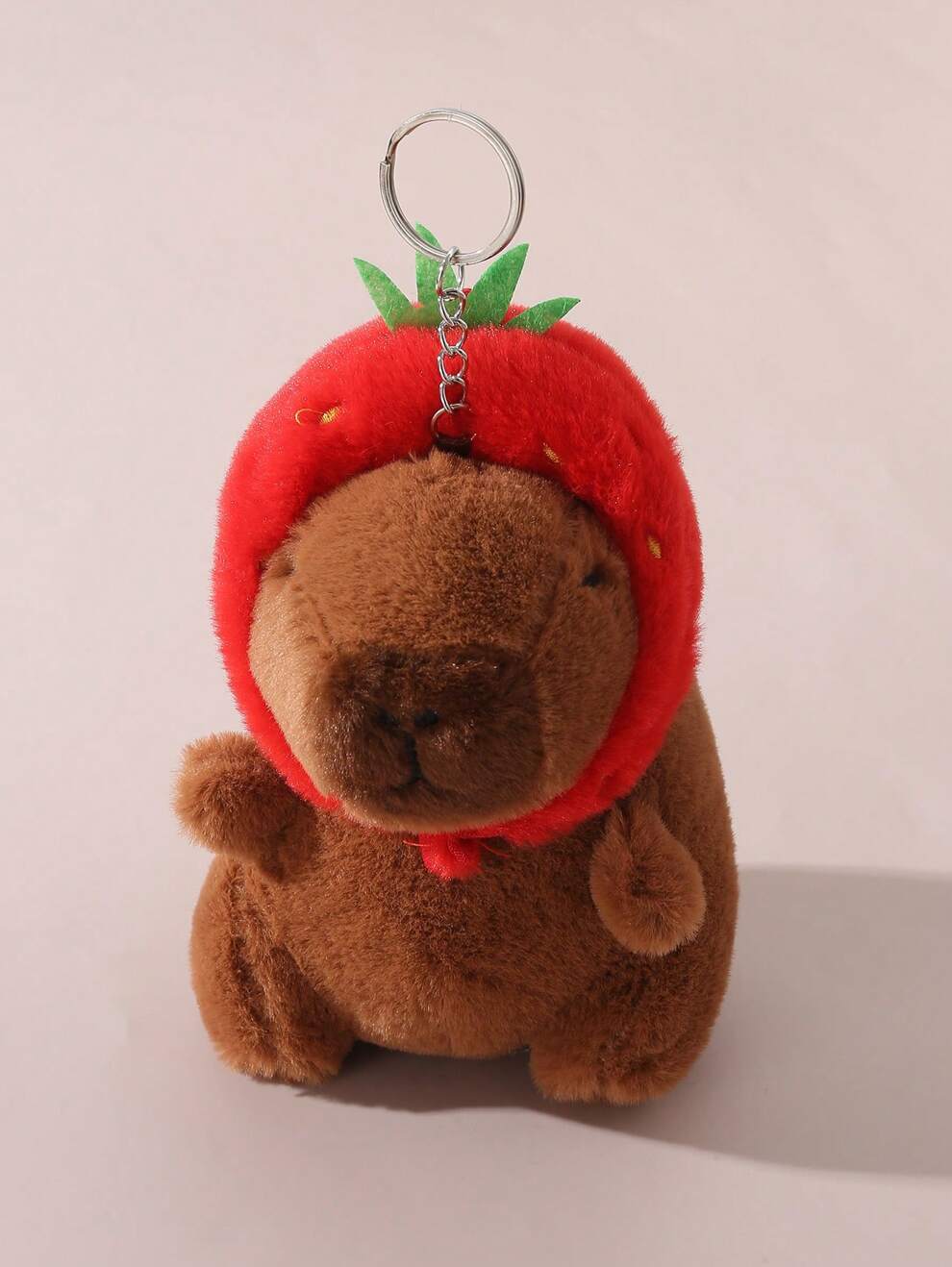 1pc Capybara Pendant Plush Toy Bag Hang Decor Keychain Doll Gift Strawberry