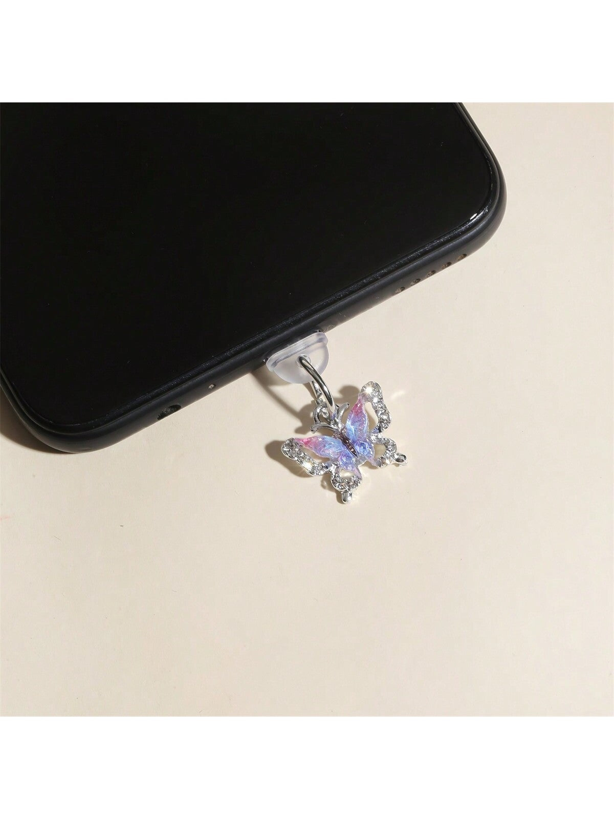 Elegant Rhinestone Butterfly Dust Plug - Universal Port Protection Compatible With IPhone & Type-C Devices