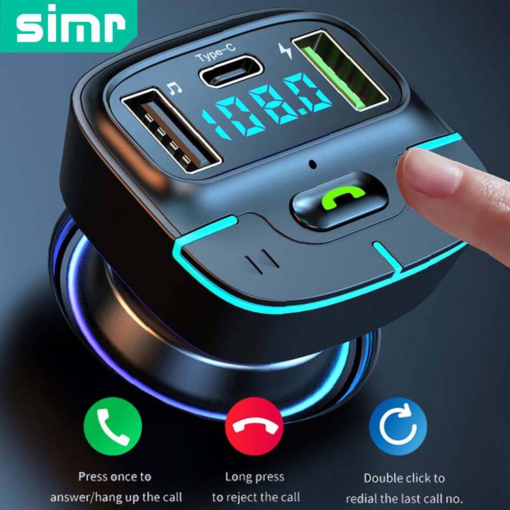 Super Lossless Sound BT Wireless Car MP3 Player FM Transmitter Dual USB Fast Charging PD Type-C USB One-Key Hands-Free Calling Car Audio Receiver