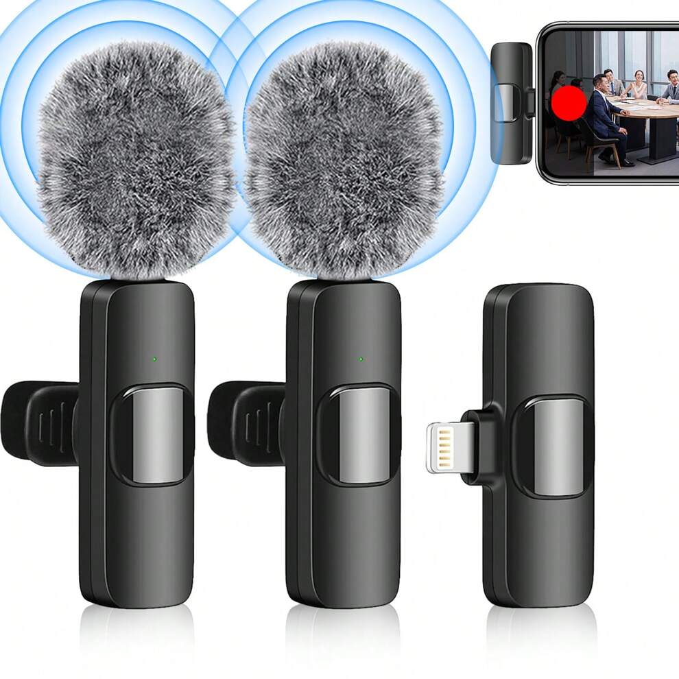 Wireless Lavalier Microphone Compatible With IPhone IPad Ultra Low Latency, AI Noise Reduction, Plug And Play, Suitable For Interview, Live Streaming