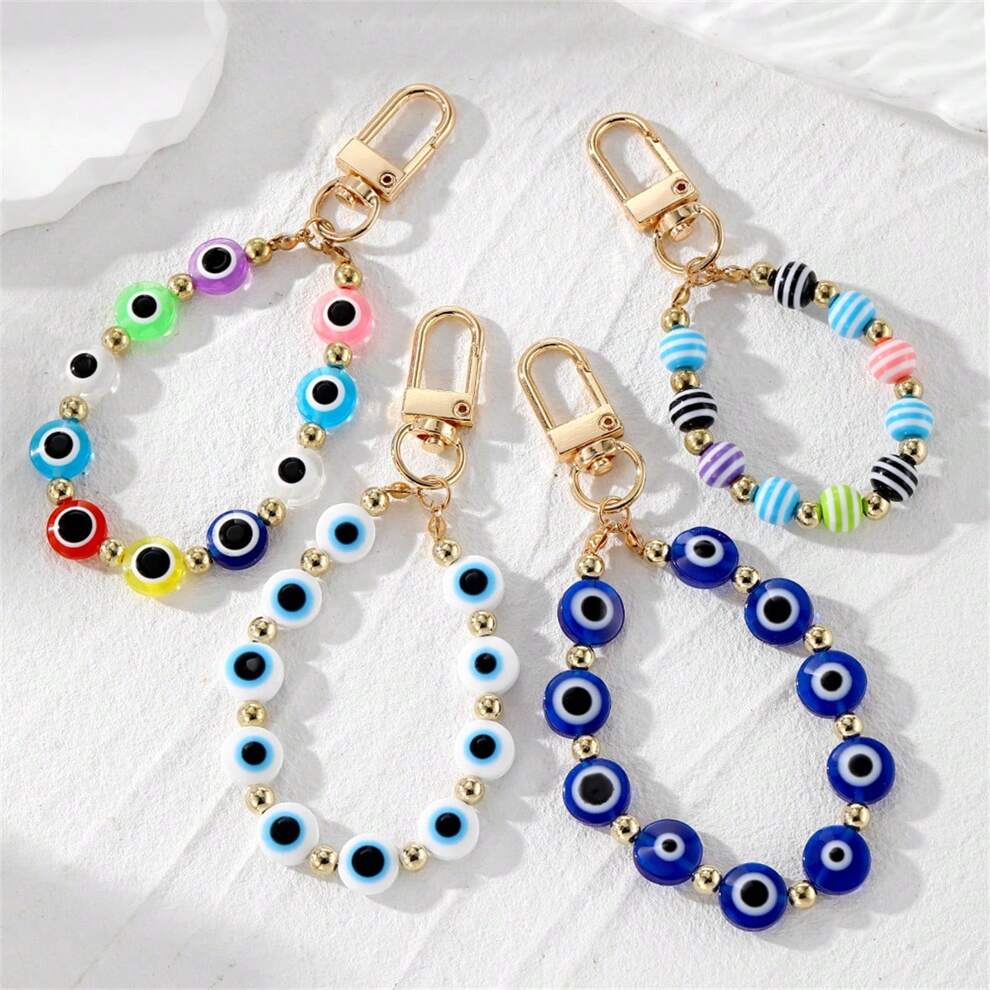 1pc Vintage Evil Eye Beads & Polyresin Made Bag Pendant, Keychain, Suitable For Daily Decoration,School