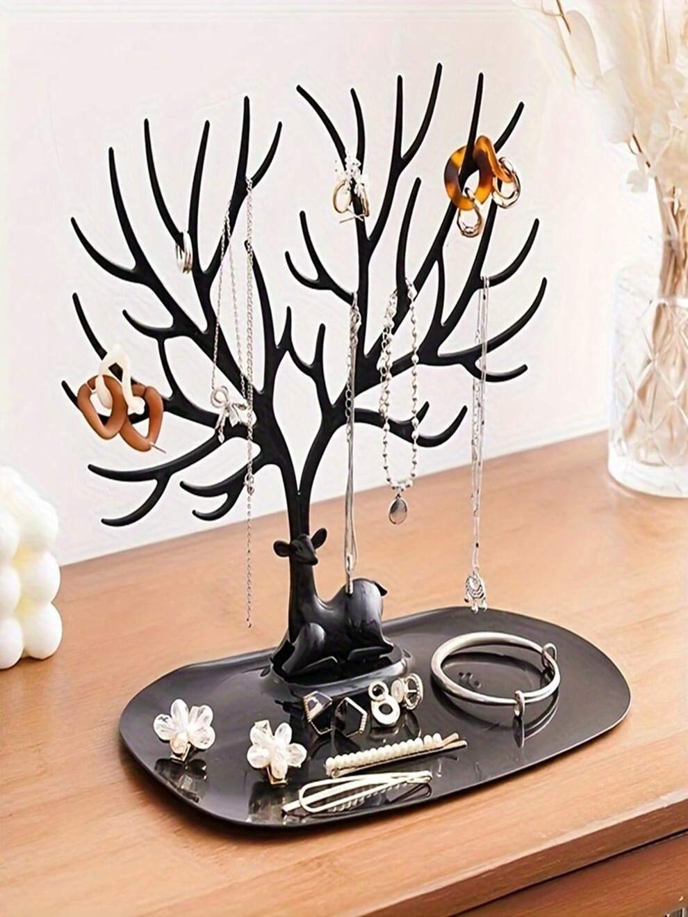 1pc Random Tree Shaped Deer Necklace Jewelry Display Holder Stand Antler Ornament Rack Bracelet Earring Pendant Jewellery Organizer Rack