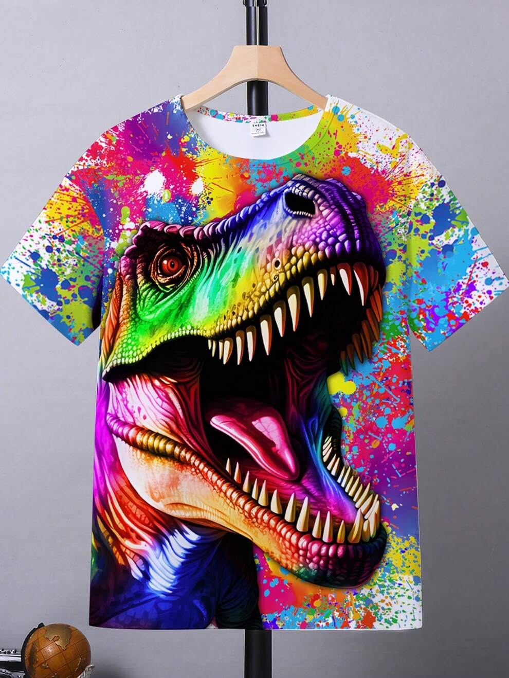 Tween Boy 3d Dinosaur Printed Short Sleeve T-Shirt Summer