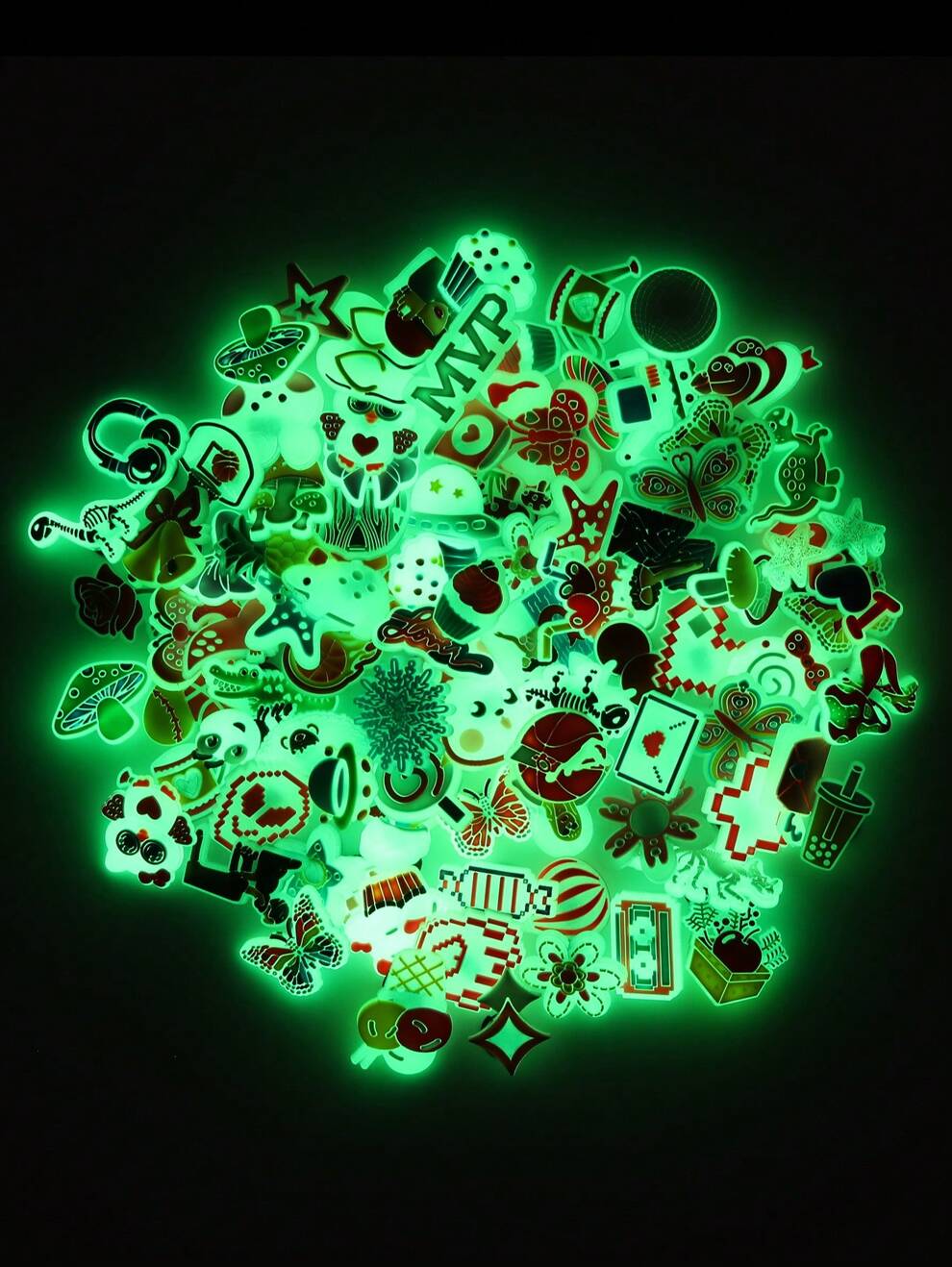 10/20/50/100pcs Kawaii Cartoon Glow-In-The-Dark Shoes Charms For Clogs Sandals Decoration, Shoes DIY Accessories For Pink , Ideal Choice For Gifts