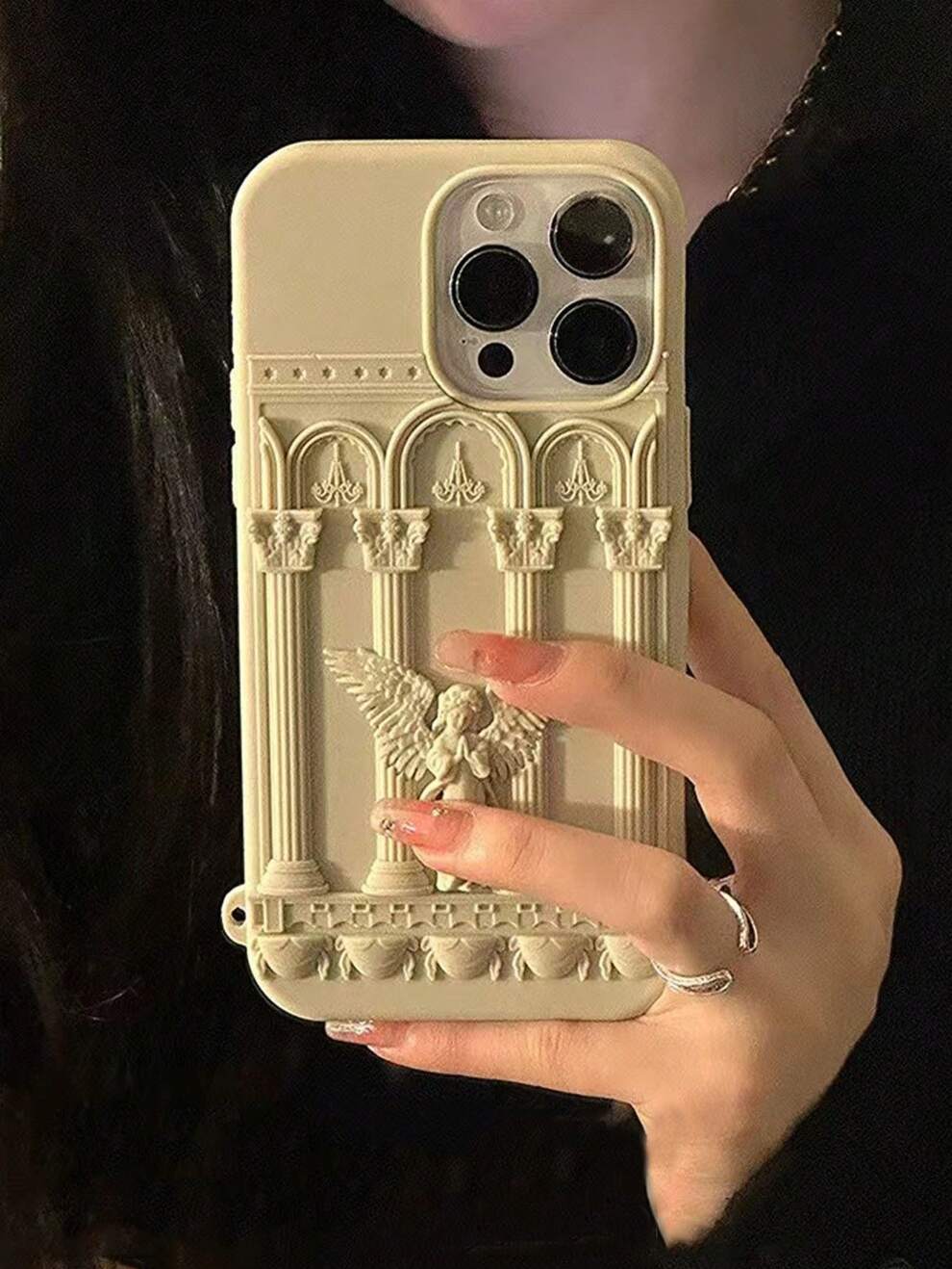 European And American Style 3d Statue Angel Phone Case Compatible With IPhone 14, Creative Artistic Personality Full Protective Silicone Cover Compatible With IPhone 13/15/14 Pro Max/11/12 Pro