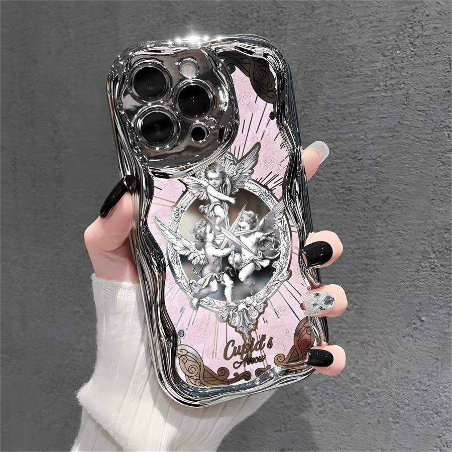 One Silver Electroplated Embossed Shockproof Phone Case For IPhone7/8/11/12/13/14/15/X/XR/Xs/Plus/Pro/Pro Max/SE2