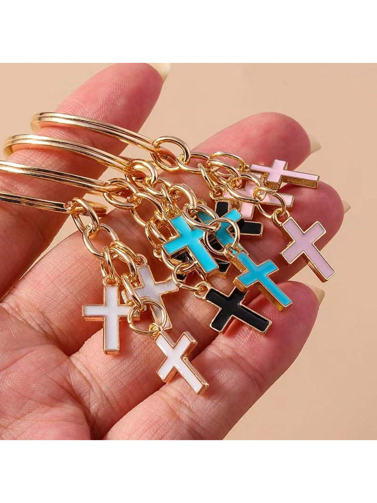 1pc Unisex Creative Alloy Cross Keychain With Dripping Oil Effect - Retro DIY Bag/Purse Key Chain Pendant - Best Gift For Friend/Party