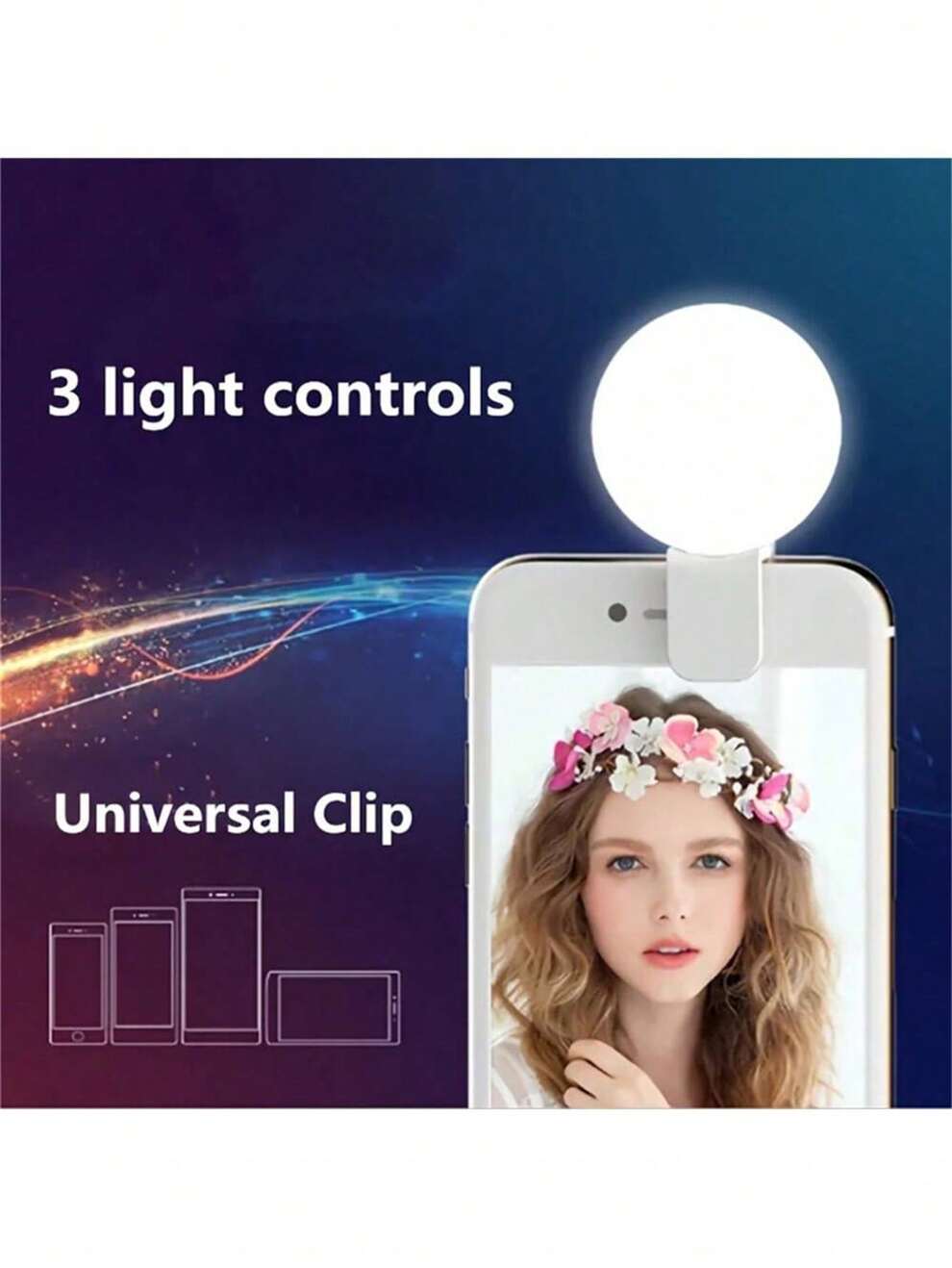 Clip-On Phone LED Light,Mini Q Makeup Refill Lamp, Portable Rechargeable Selfie Phone Camera Ring Light With 3 Modes Clip On Phone Highlight