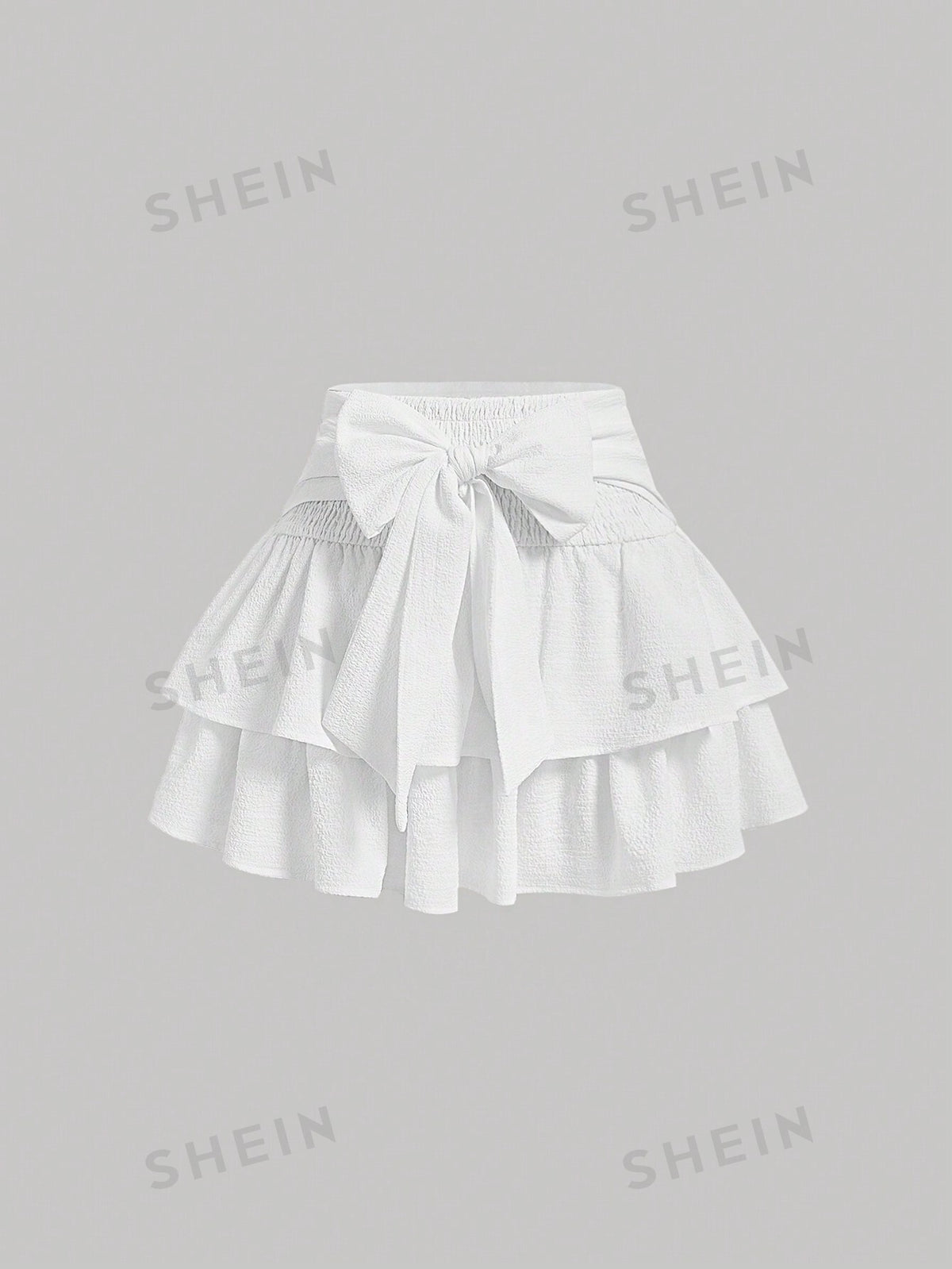 SHEIN MOD Solid Color Tie Up Layered Cake Hem Summer Skirt, Casual Vacation