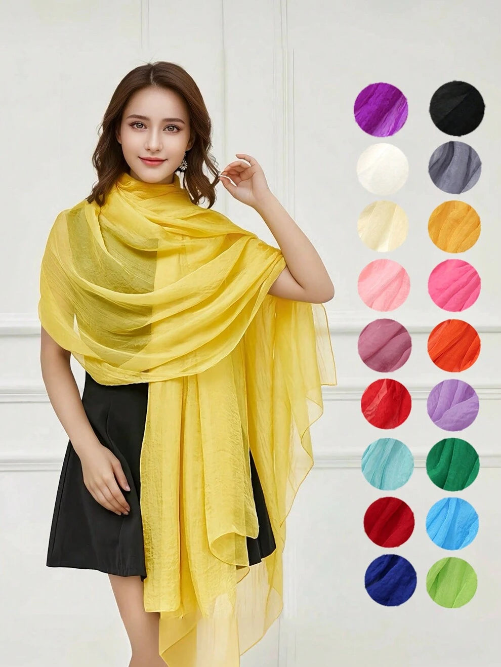 1pc Women's Candy-Colored Chiffon Breathable Scarf, Fashionable & Casual, Multifunctional Shawl, All Seasons, Sunscreen And Headgear, Beach Vacation Towel Bandana,Hair Band,Head Band Ideal For Dressin