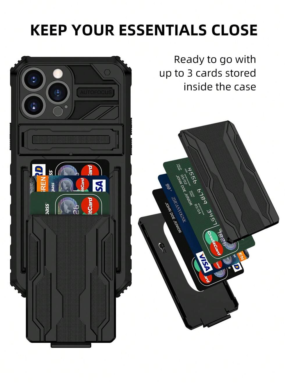 Men Armor Card Case With Holder Compatible With IPhone 11/IPhone 12/IPhone 13/IPhone 14/IPhone 15