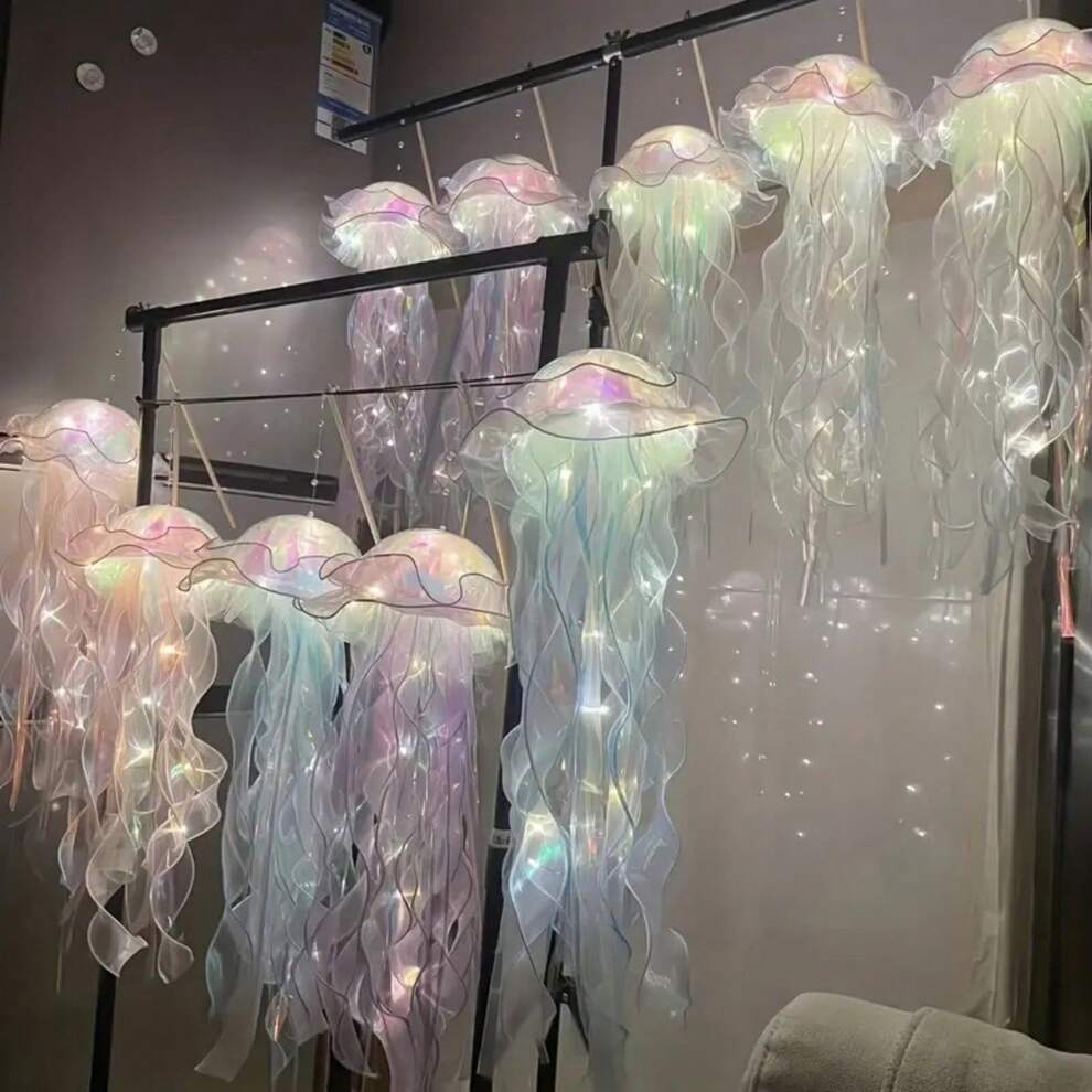 1pc LED Jellyfish Shaped Decorative Light Glowing Jellyfish Night Light For Girls Room Atmosphere, Suitable For Room Decoration, Party Air Suspension Decoration