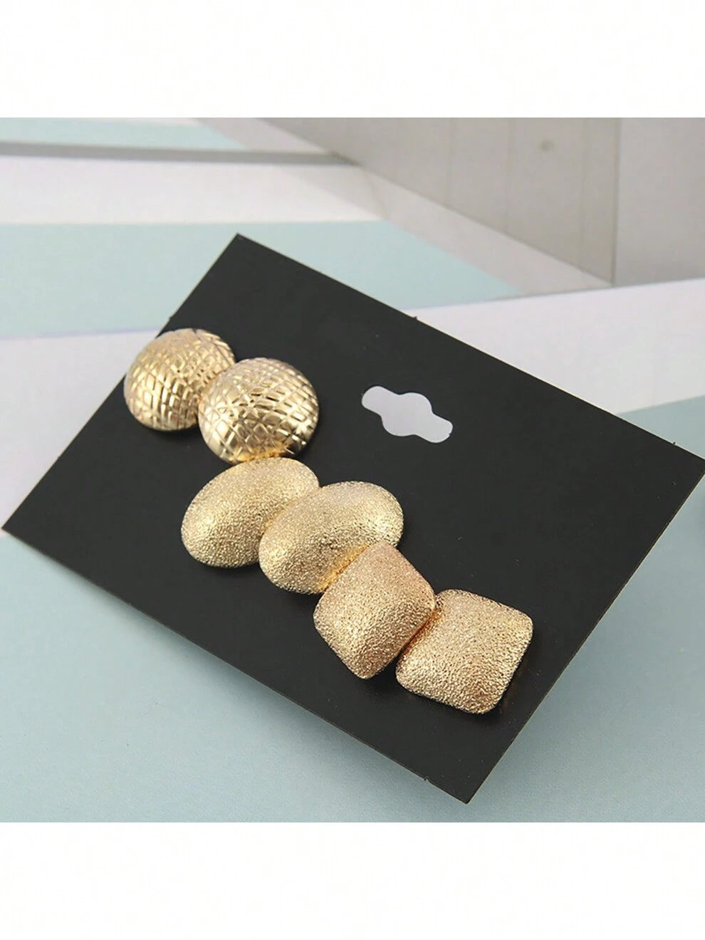 Fashionable Matte Gold Irregular Earrings Set With 3pcs Earrings Suitable For Daily Wear Or As A Gift For Friends