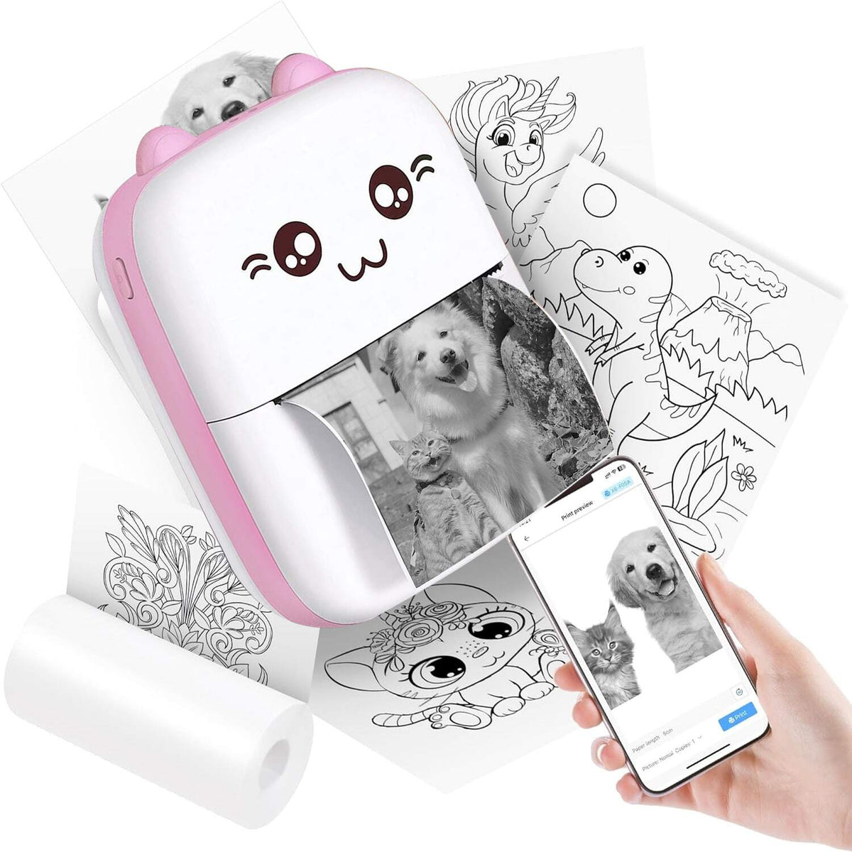 Mini Inkless Sticker Printer, Portable Bluetooth Mini Printer, Pocket Thermal Printer For Notes Stickers Labels Photos DIY