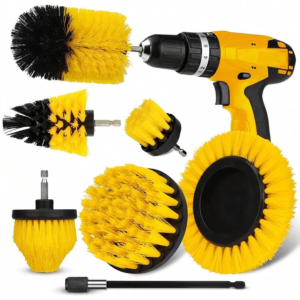 20/11/8/7/5/3 Pcs Drill Brush Attachment Set, Power Scrubber Cleaning Brush Kit, Multi-Purpose Drill Brush For Grouted Floors, Tub Shower Tile, Bathroom, Kitchen Surfaces And Automotive, Scrubbing Pad