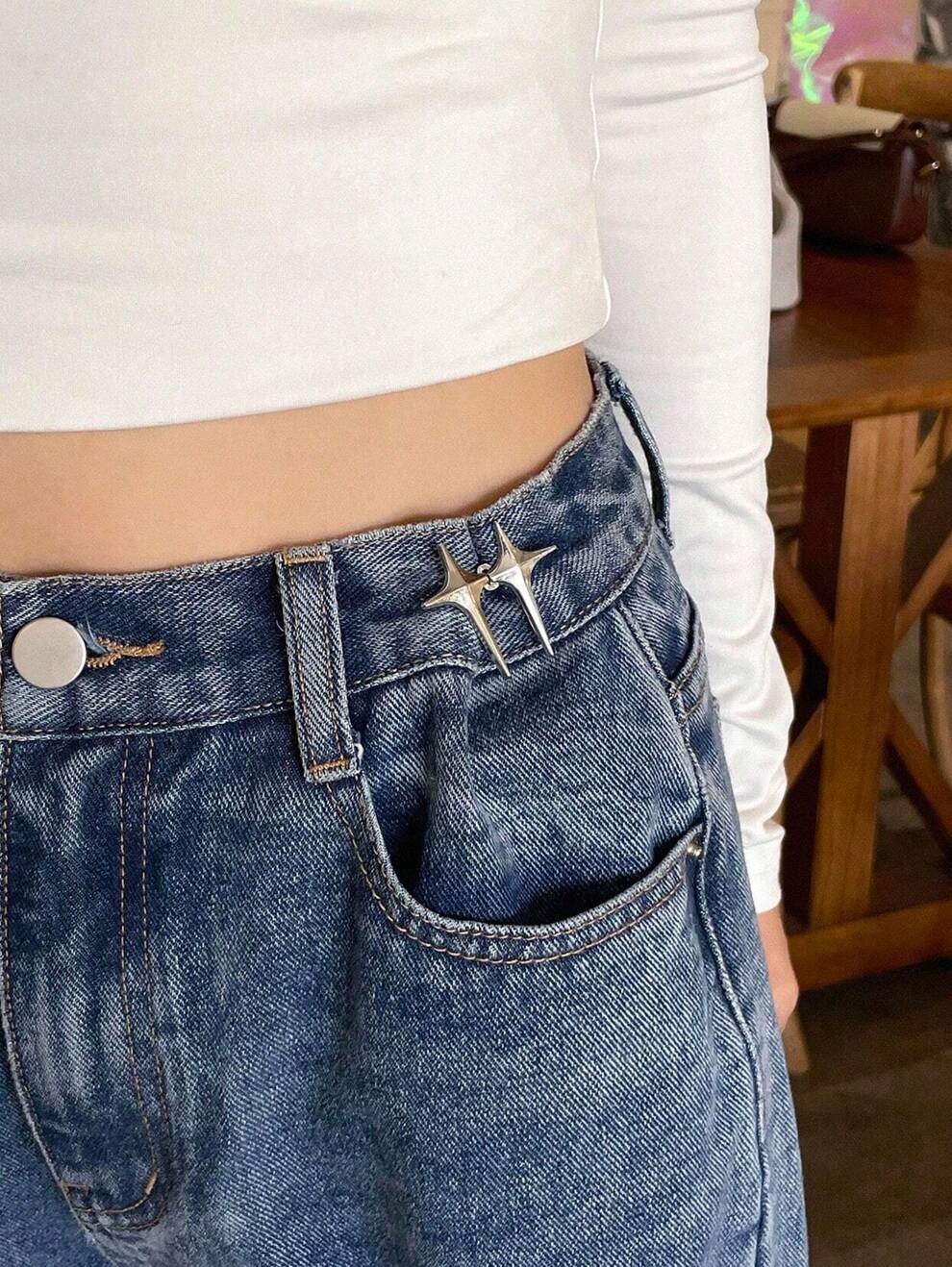 1 Set Women\ Waist Button Extender, Jeans Waistband Tightening And Adjusting Small Waist Pin Buckle Button, Suitable For Daily Casual Wear And Gifts For Friends