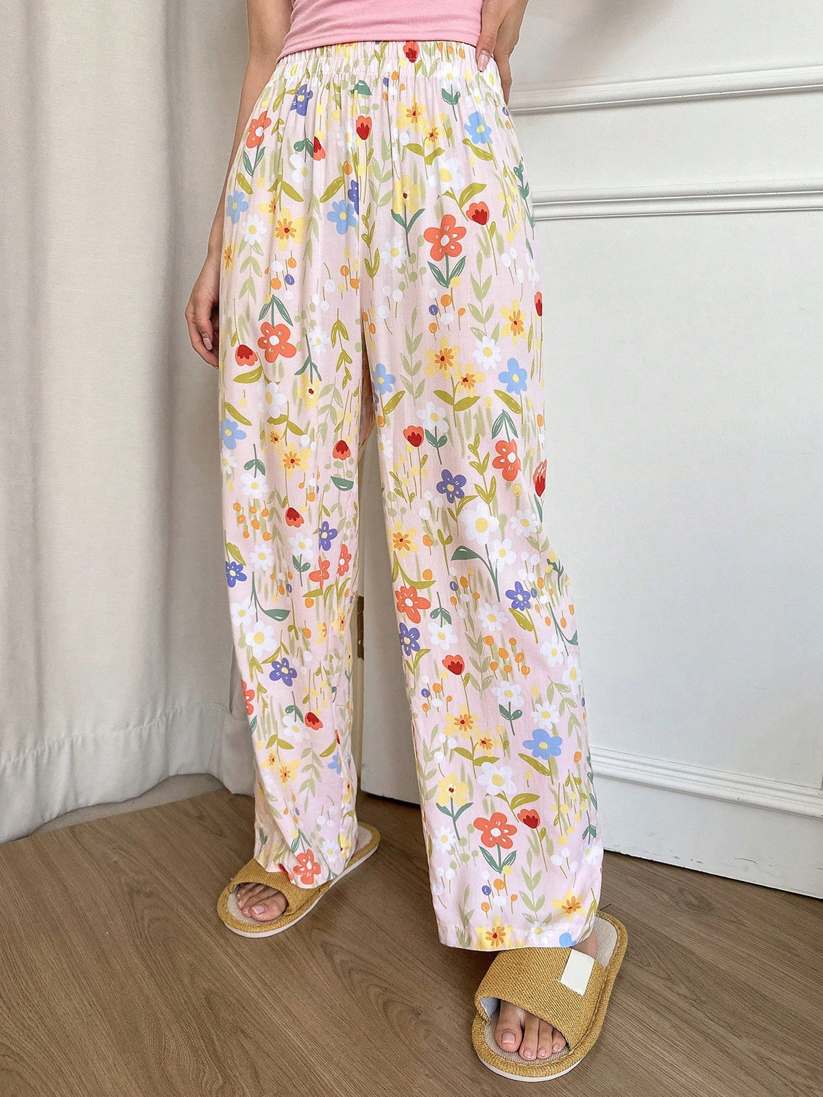 DAZY Fresh Floral Allover Print Long Sleepwear Pants