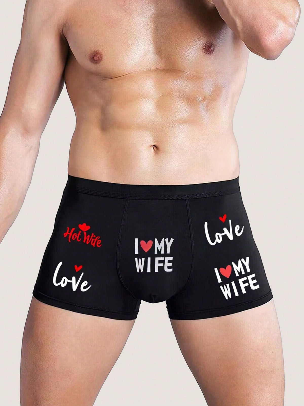 Men's Breathable Briefs With 'I Love My Wife' Novelty Print