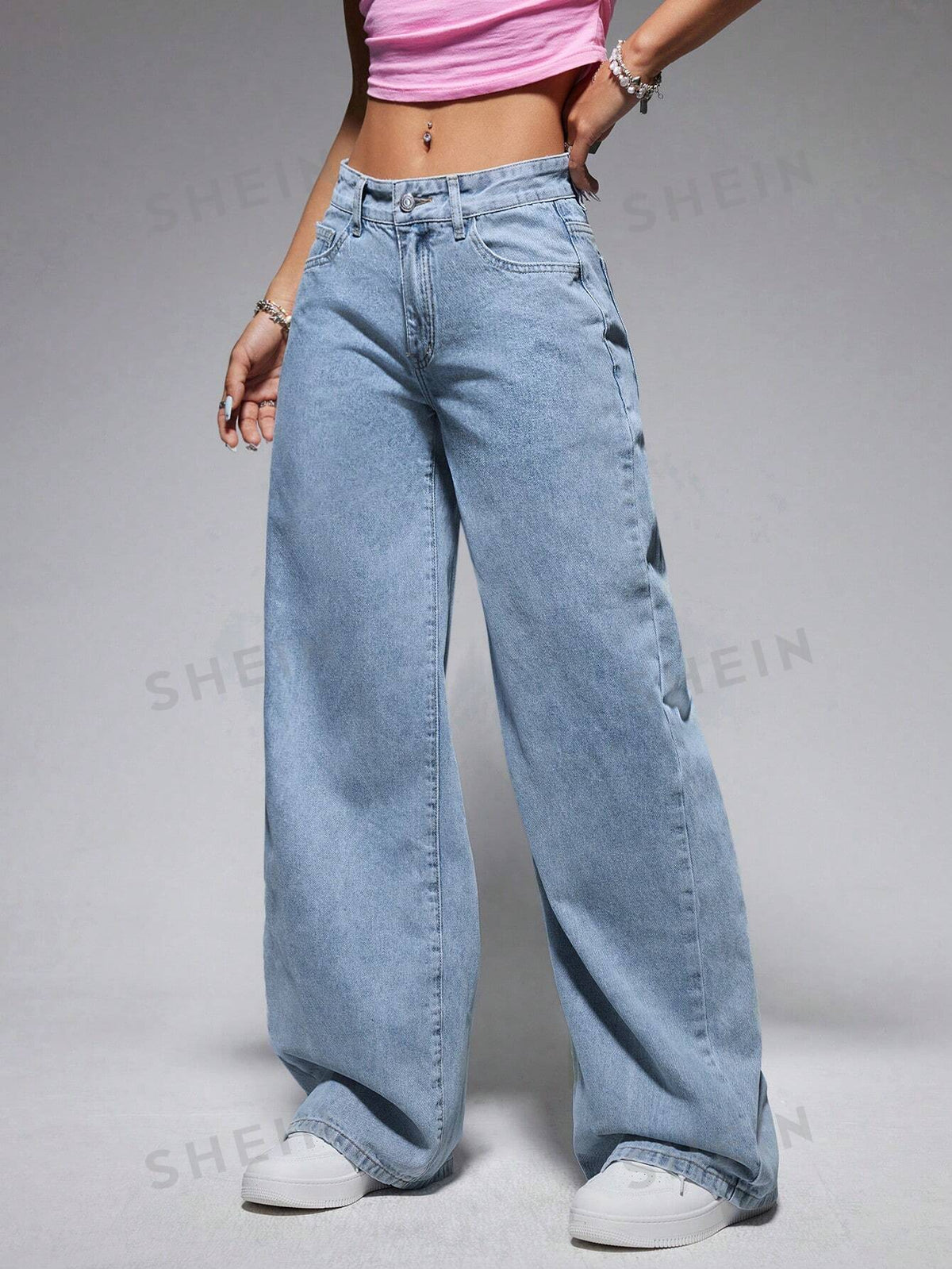 SHEIN ICON Women\ Casual Everyday Matching Straight Leg Jeans