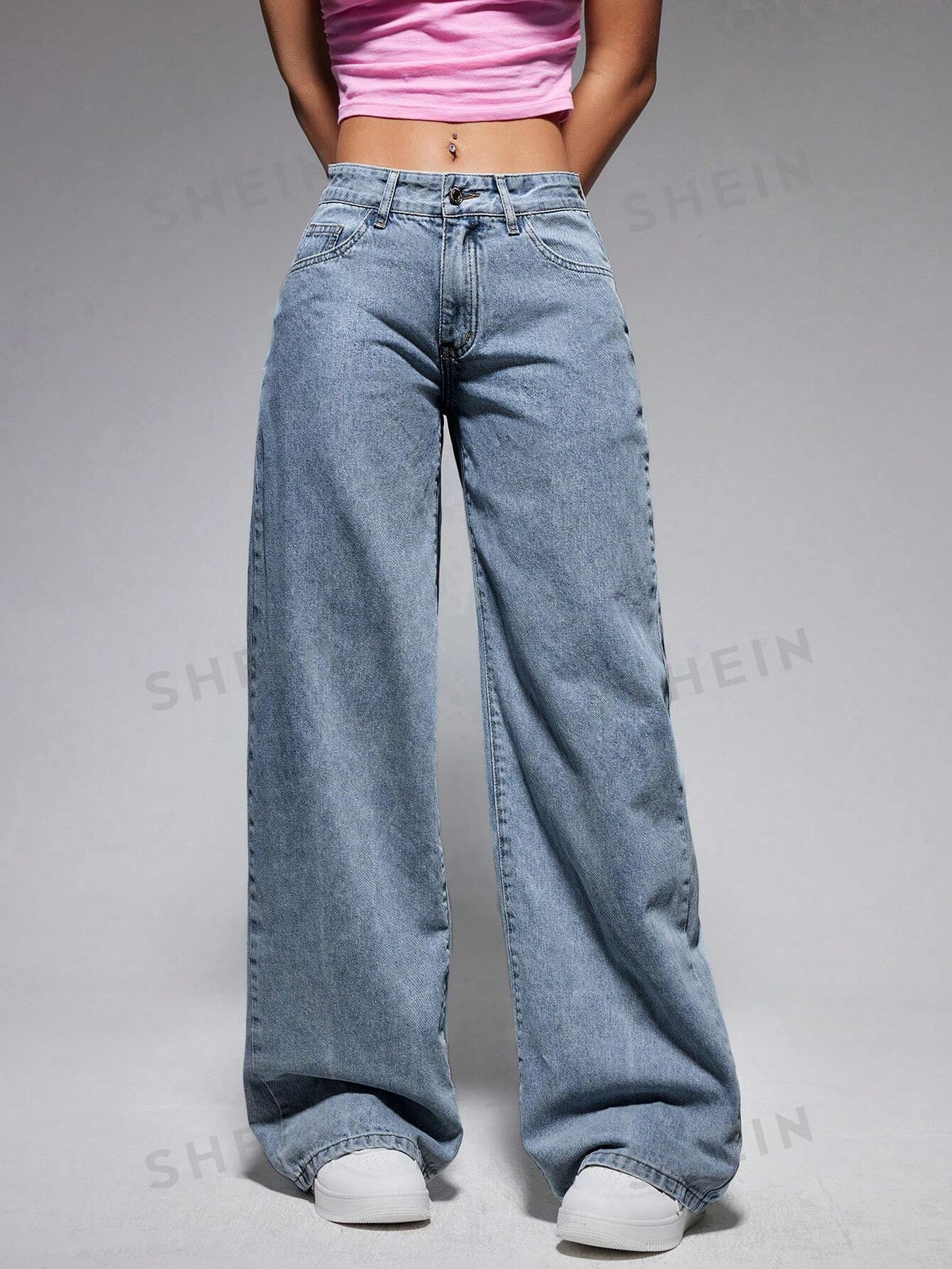 SHEIN ICON Women\ Casual Everyday Matching Straight Leg Jeans