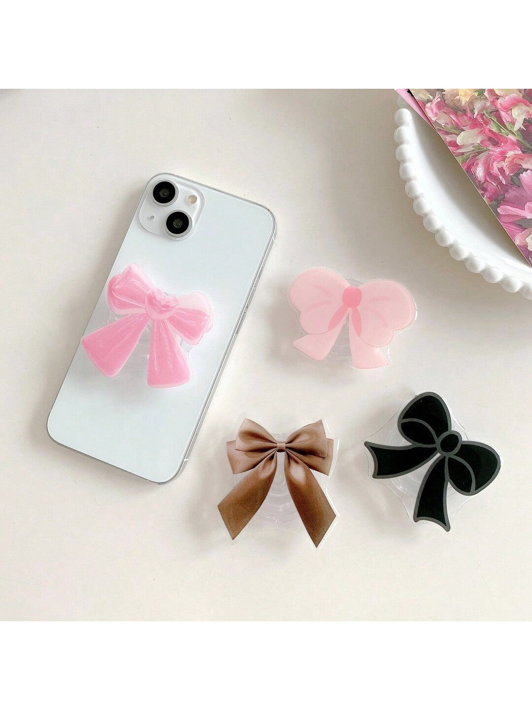 Cute And Fresh Bowknot Style Phone Holder, Inflatable Bracket Compatible With IPhone, Samsung, Xiaomi And Other Toy Tablets, Retractable And Foldable Stand