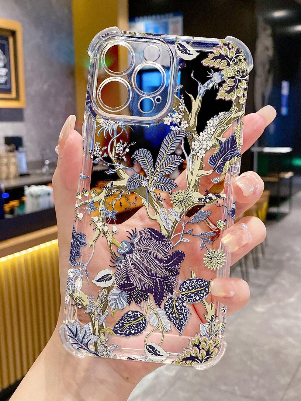 One TPU Thickened Four Corner Anti-Fall Flower Printed Phone Case, Compatible With IPhone 11 12 13 14 11 Promax 12 Promax 13 Promax 14 Promax XR 15 15 PRO 15 PROMAX, Samsung Series.