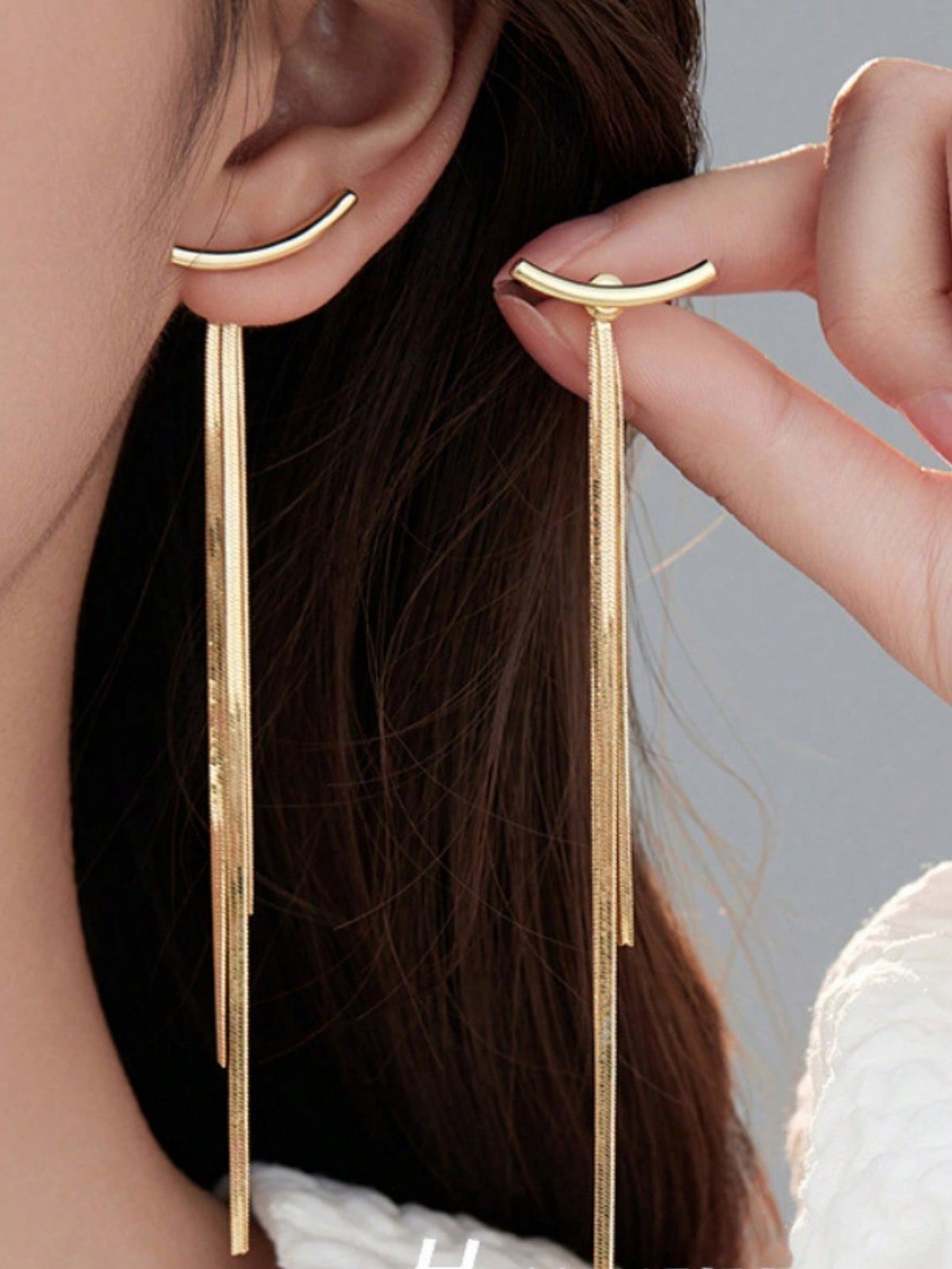 Long Tassel Dangle Drop Earrings For Woman Teen Girls Gold Punk Sleek Metal Chain Earrings Wedding Bridesmaid Jewelry