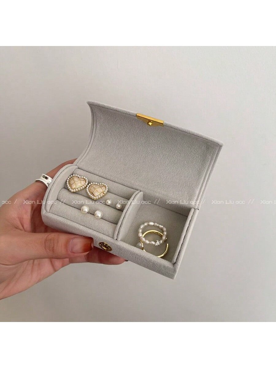 [1pc]Mini Velvet Jewelry Storage Box For Rings, Earrings, Necklaces, Portable Travel Jewelry Case