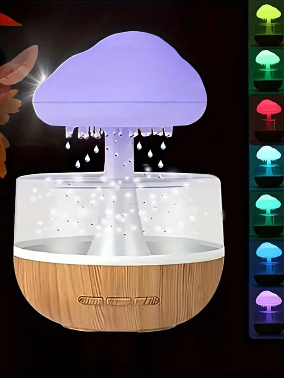 1pc Mushroom Cloud Humidifier With 7 LED Sprinkles, Lovely Cloud Night Light, Room Relaxing Decor, Quiet Humidifier, Sleep Lamp With 7 Colors