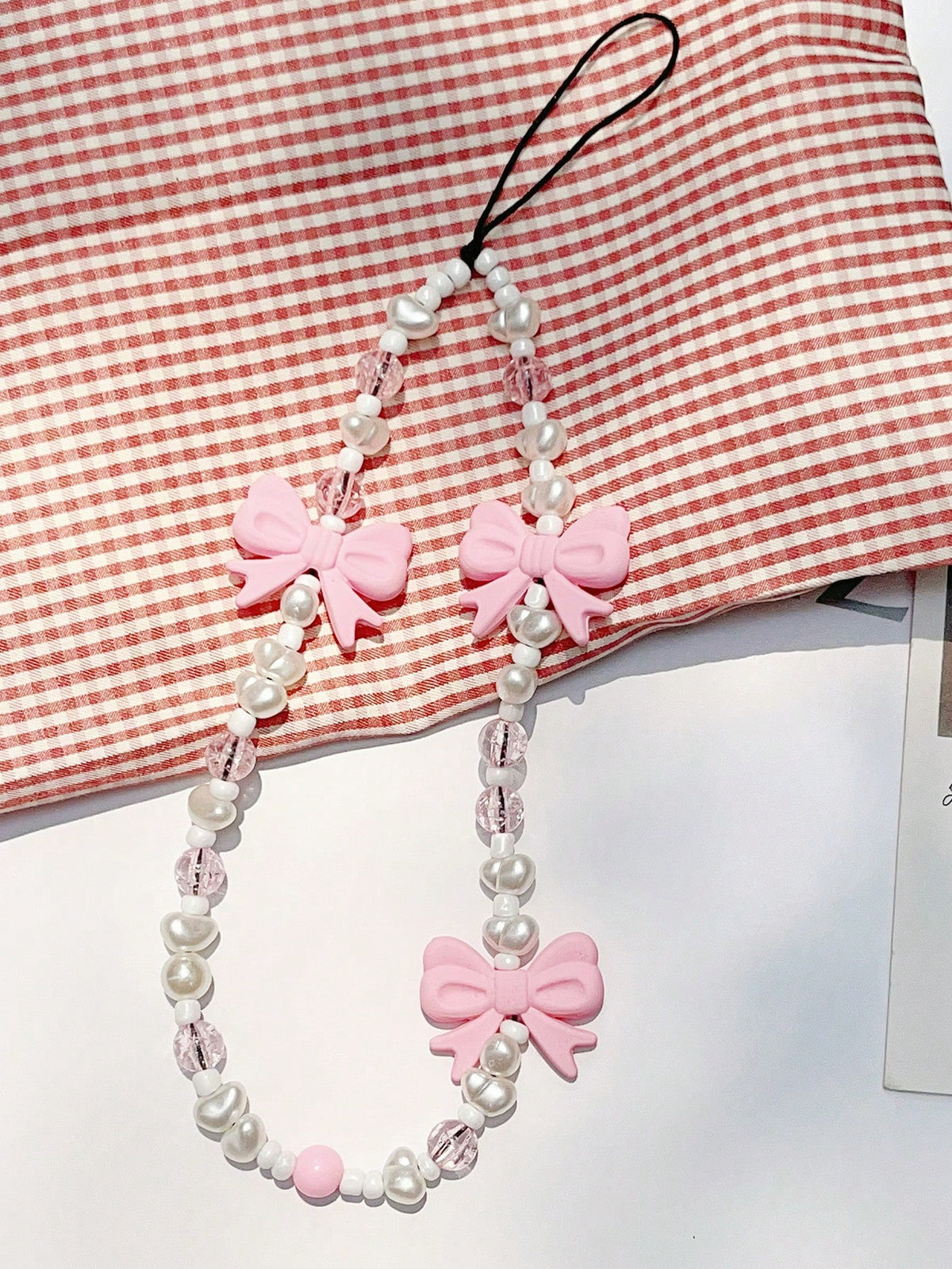 1pc Pearl Pink Butterfly Cute Phone Lanyard