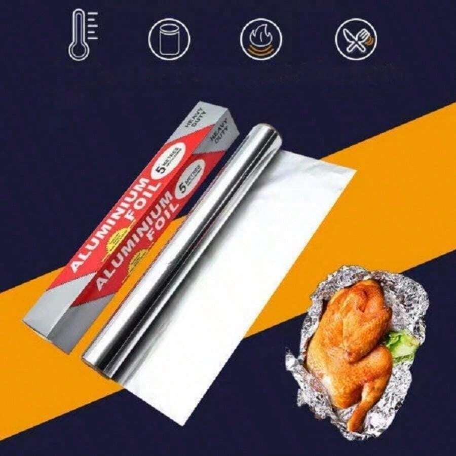 1pc Thickened Aluminum Foil Air Fryer Silicone Paper For Baking, Kitchen Foil Paper For BBQ Grilling, Fish Wrapping And Air Fryer Accessories