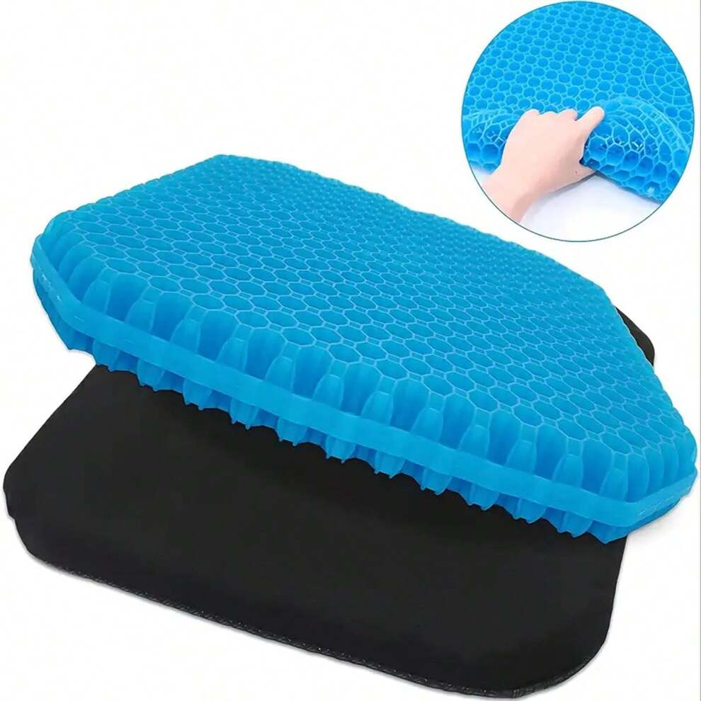 1pc Gel Seat Cushion With Cover, Suitable For Long-Time Sitting, Breathable Gel Wheelchair Cushion, Car Seat Cushion And Office Chair Cushion