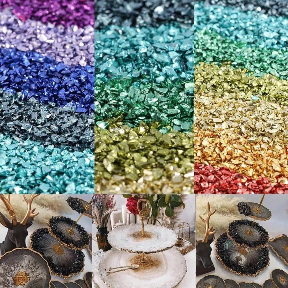 15g/60g/Lot Glass Metal Crushed Stone Filler DIY Table Decoration Cake Fruit Coaster Filling Decorative Crystal For Epoxy Resin Mold