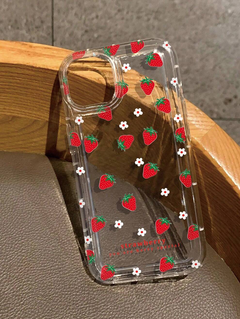 Summer Strawberry & Flowers Print Clear Case Compatible With For IPhone11/12/13/14/15/15pro/15 Plus/15 Promax/7plus/8plus/X/Xs Max/Xr/11pro/12pro/13pro/14pro/12mini/13mini/11promax/12promax/13promax/1