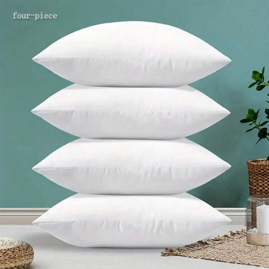 4 Pieces Of Plush, Soft Filled Pillow Core, Suitable For Home Decoration - White Pillow Cushion For Bed, Sofa, Couch And Car.