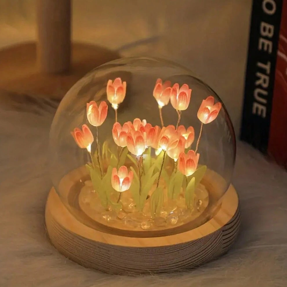 10pcs Tulip Night Lights, Pure Handmade Table Lamp, Suitable For Room And Bedroom Decoration, Ambient Light, Small Desk Decor Birthday Gift, A Perfect Mother's Day Gift, Batteries Not Included