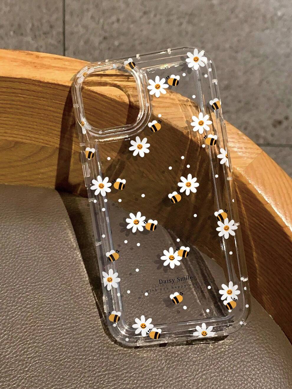 Flower Summer Floral Flowers & Honey Bee Print Clear Case Compatible With Compatible With Iphone11/12/13/14/15/15pro/15 Plus/15 Promax/7plus/8plus/X/Xs Max/Xr/11pro/12pro/13pro/14pro/12mini/13mini/11p