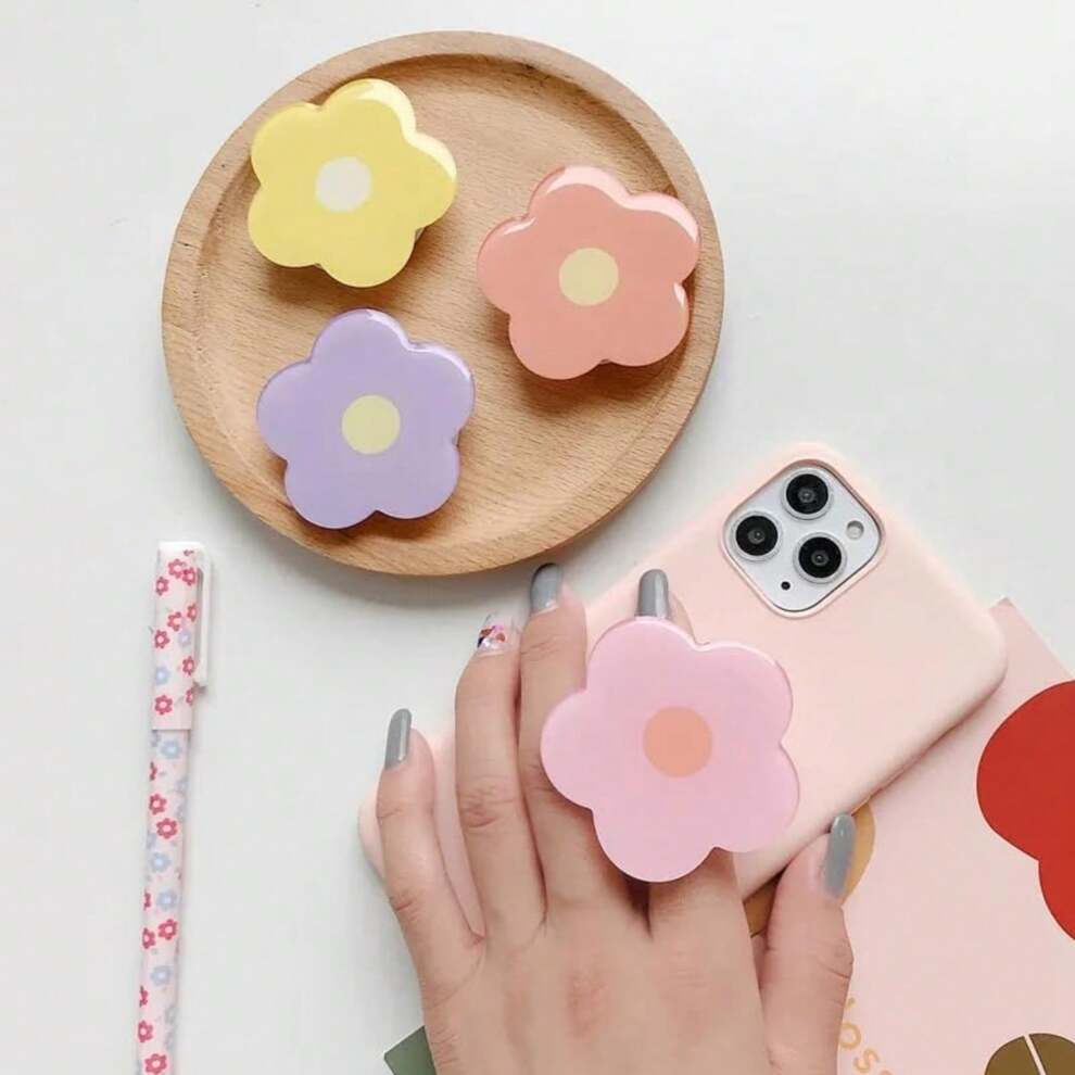 Cute 2D Daisy Flower Shape Collapsible Expandable Multi Functional Mobile Phone Grip Stand Holder For Smartphone Tablet Cell Phone Accessory