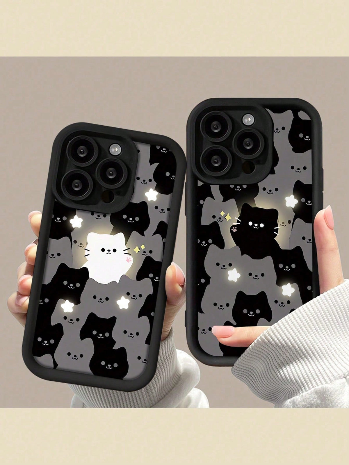 1pc Couple Lovely Luminous Cat Pattern Phone Case