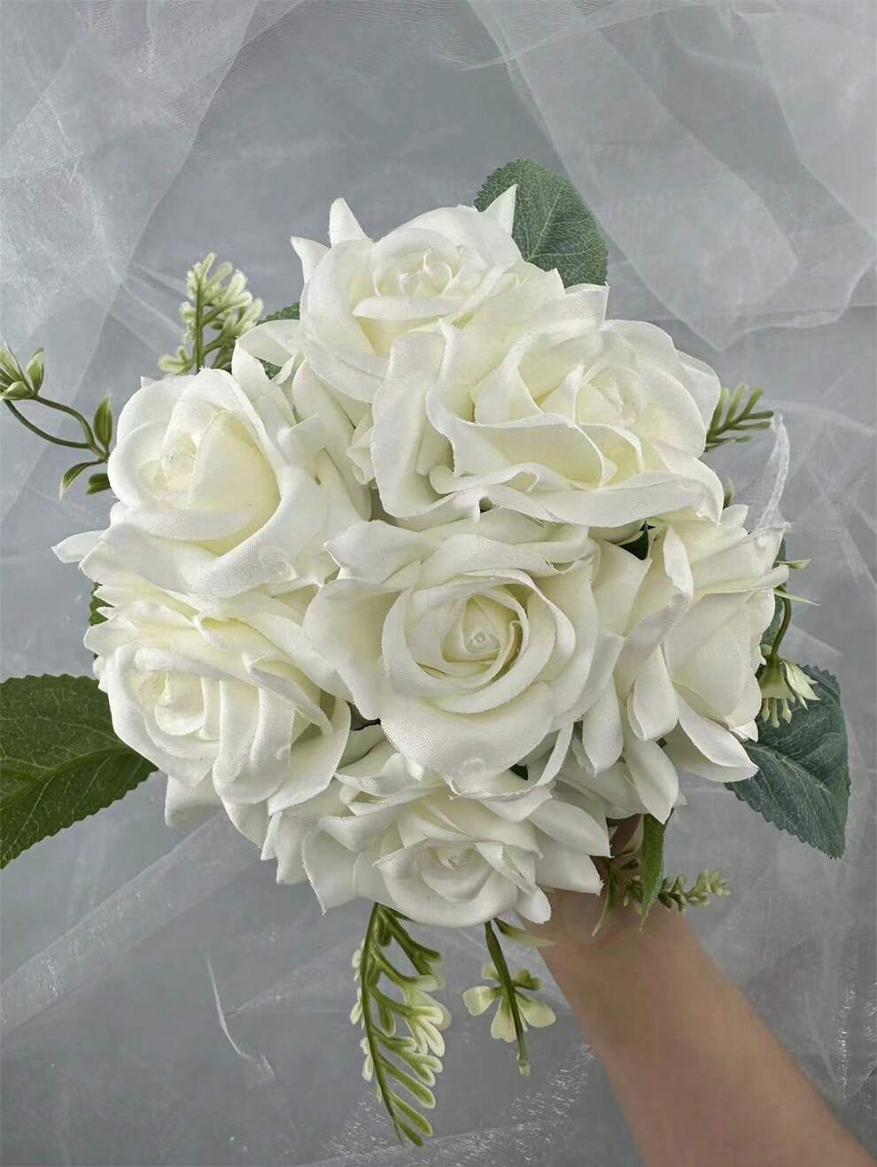 1pc Bridal Bridesmaid Artificial Rose Flower Bouquet Romantic Wedding Party Photography Decor Gift