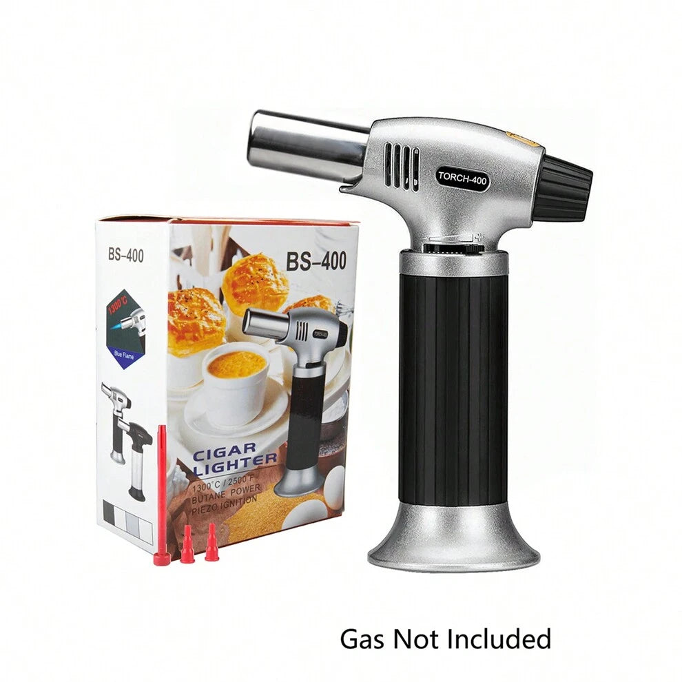 Blow Torch, Fits All Butane Tanks Refillable Kitchen Blow Torch Lighter With Safety Lock And Adjustable Flame Perfect For Desserts, Creme Brulee, BBQ And BakingButane-Gas Not Included