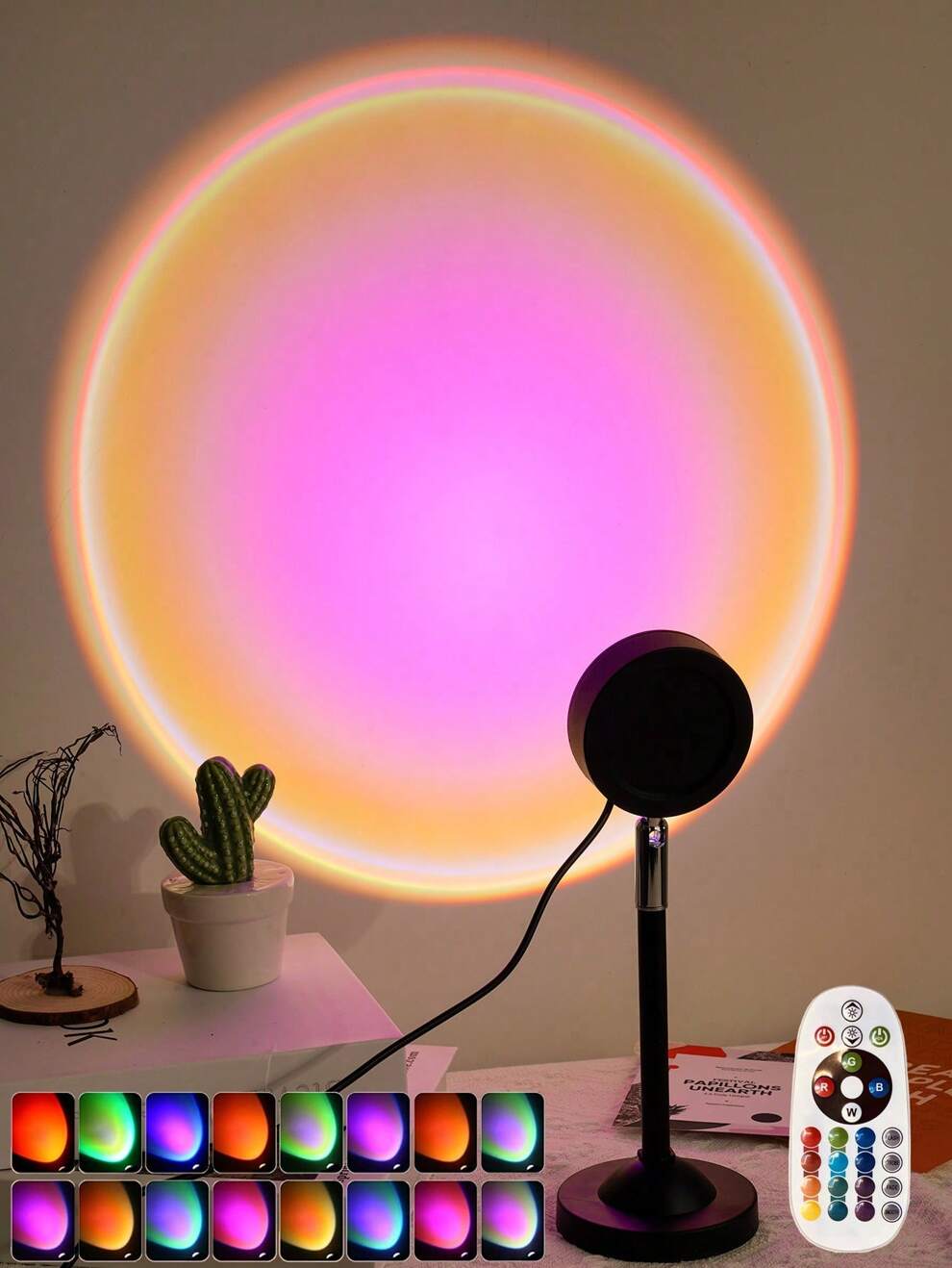 1pc 180 Degree Adjustable Led Remote Controlled RGB 16 Color Projector Lamp & Atmosphere Light For Live Streaming & Photography