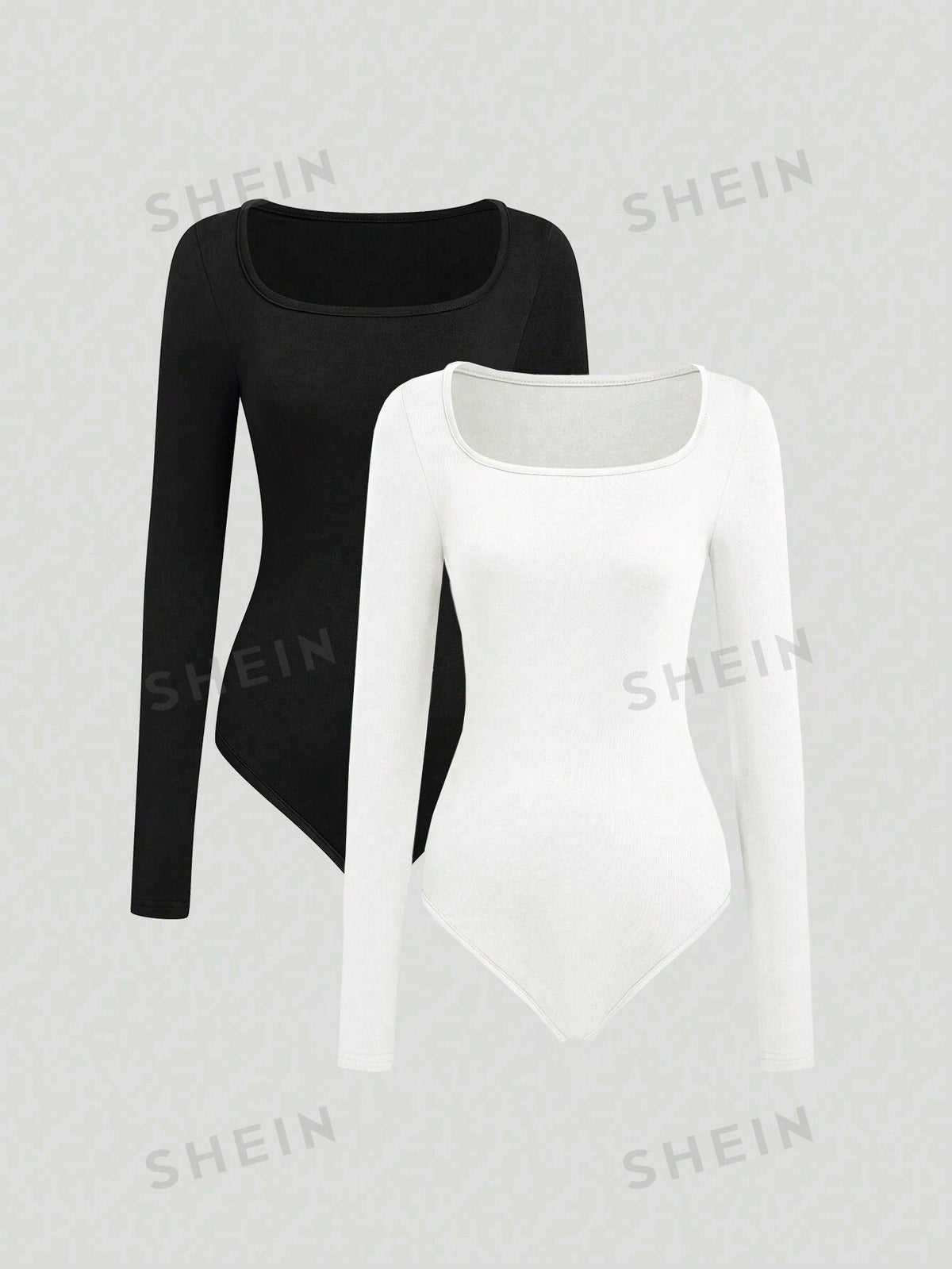 SHEIN MOD Solid Color Long Sleeve Bodysuit