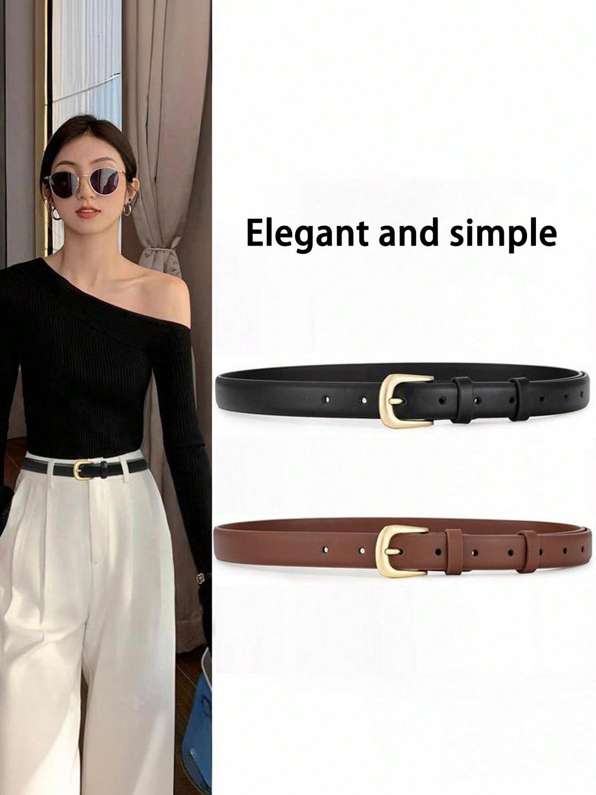 1pc Fashionable Women Belt With Metal Buckle, Suitable For Various Festivals, Parties And Casual Occasions