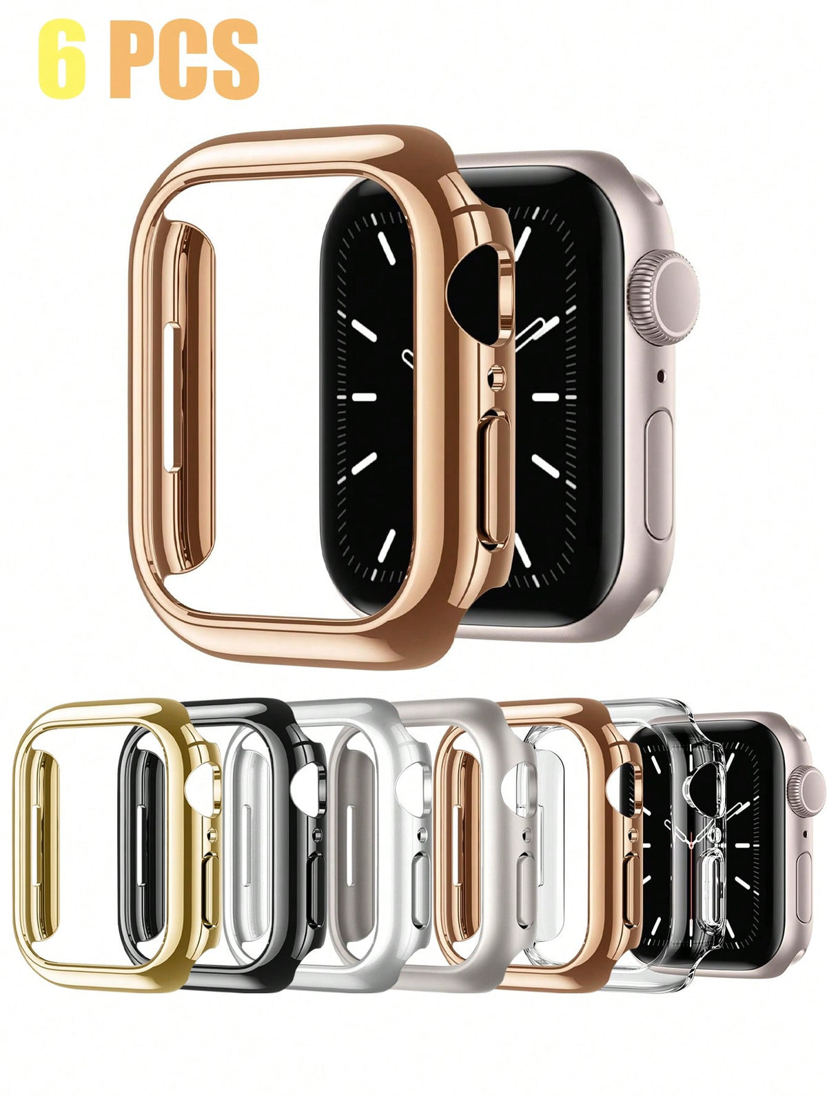 6Pcs Apple Watch Case, Soft And Sensitive PC Hollow Out Watch Protector Cover, Shockproof Scratch Resistant, Unisex Style, Compatible With Apple Watch Series Ultra/9/8/7/6/SE/5/4/3, Compatible With 38